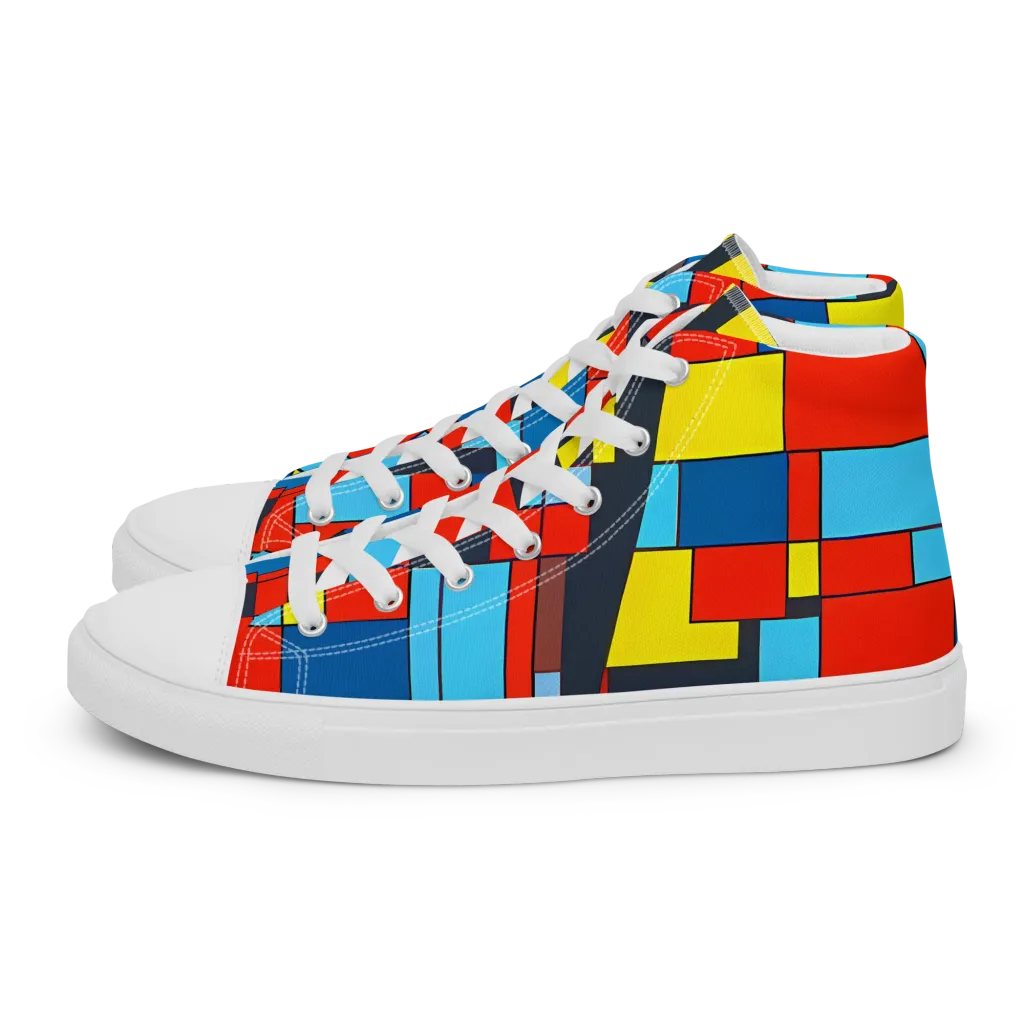 Electric Bauhaus on Women's High Top Canvas Shoes — Left