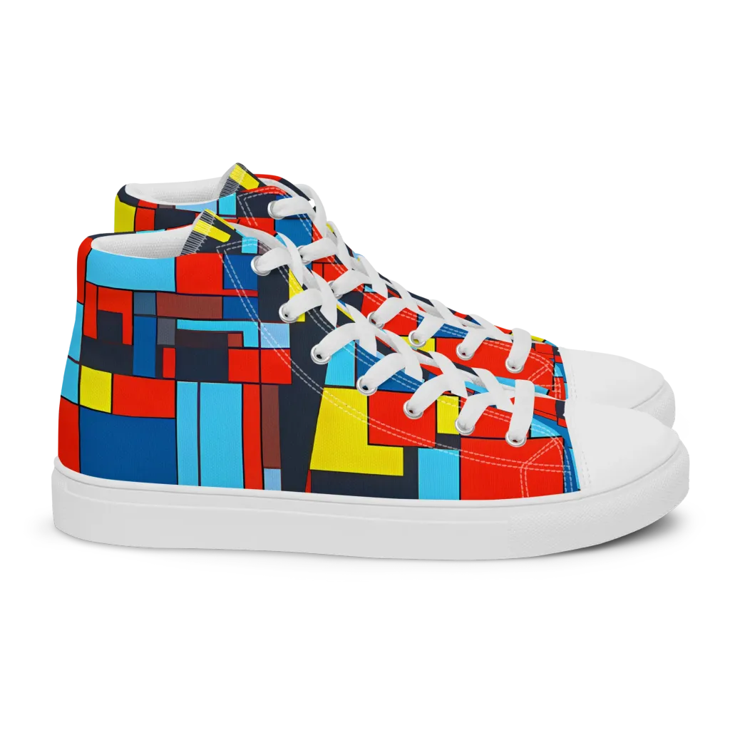 Electric Bauhaus on Women's High Top Canvas Shoes — Right