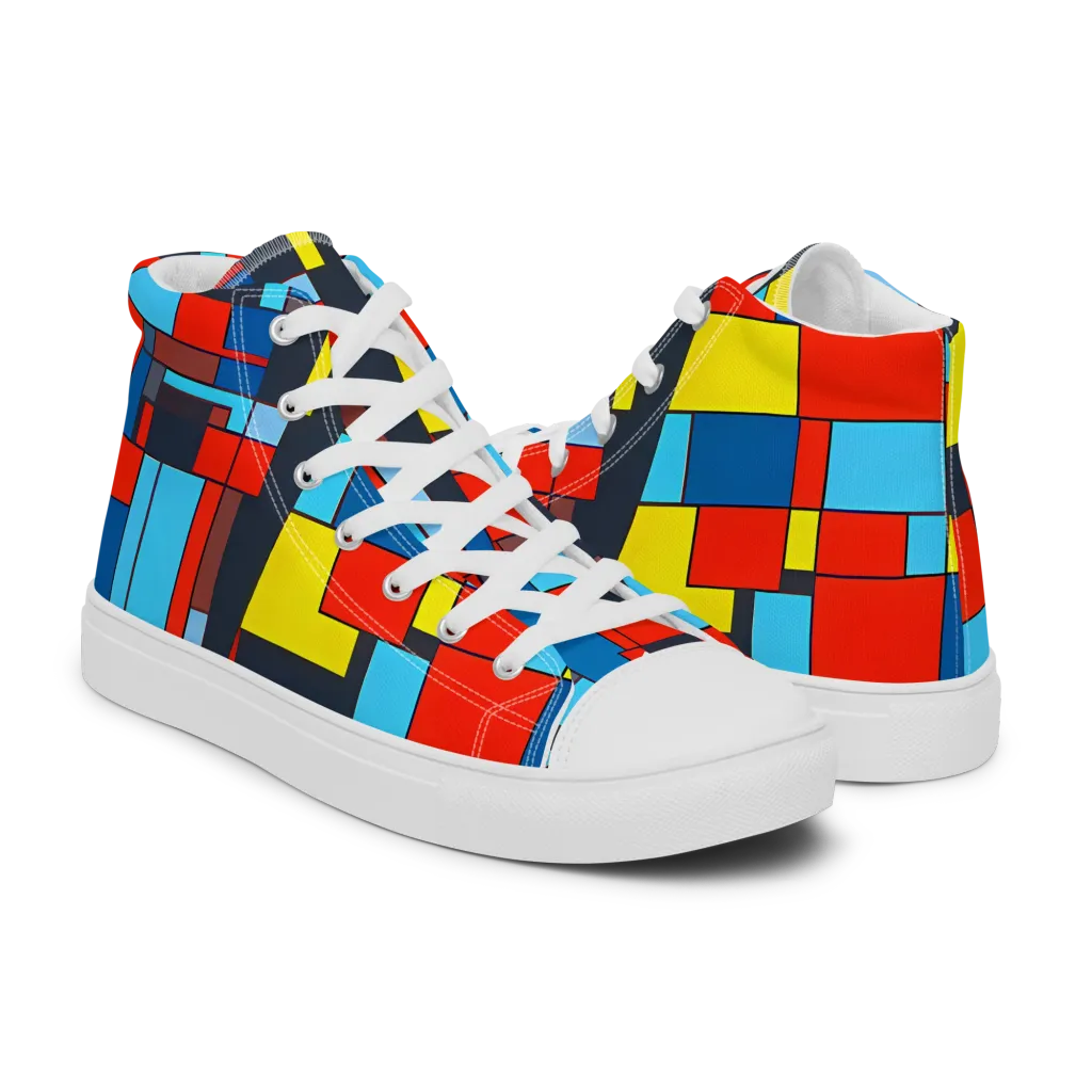 Electric Bauhaus on Women's High Top Canvas Shoes — Right