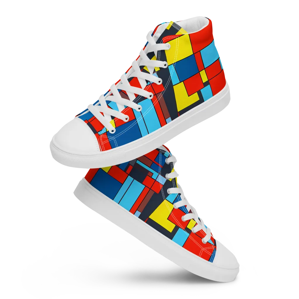 Electric Bauhaus on Women's High Top Canvas Shoes — Front