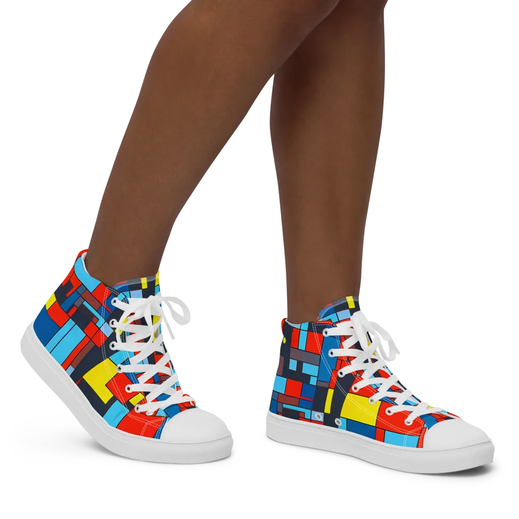 Electric Bauhaus on Women's High Top Canvas Shoes — Right