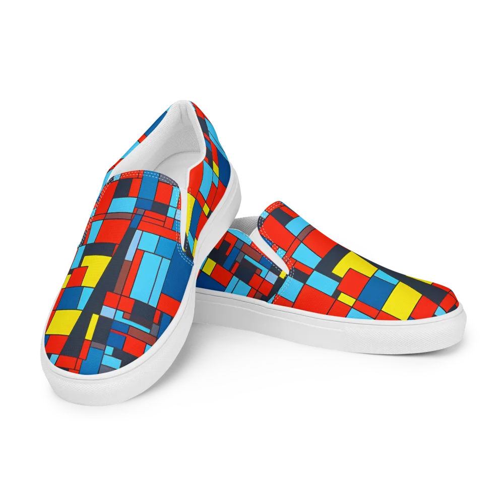 Electric Bauhaus on Men's Slip-On Canvas Shoes — Left Front