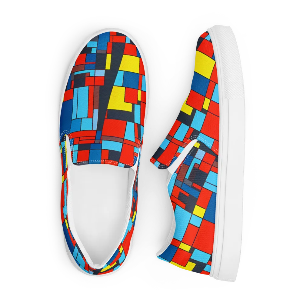 Electric Bauhaus on Men's Slip-On Canvas Shoes — Front