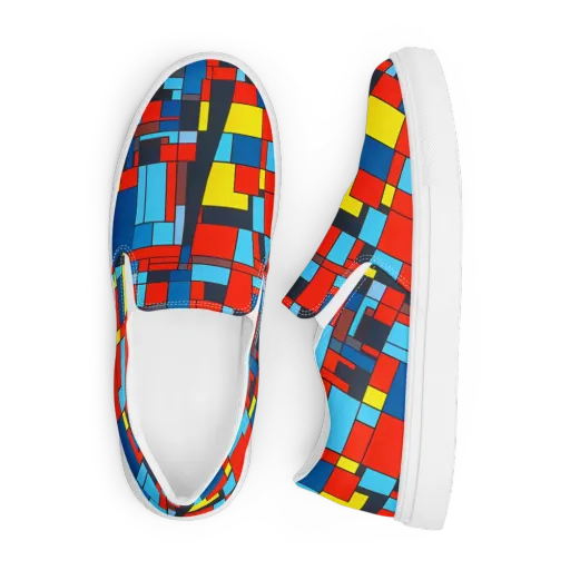 Electric Bauhaus on a Men's Slip-On Canvas Shoes