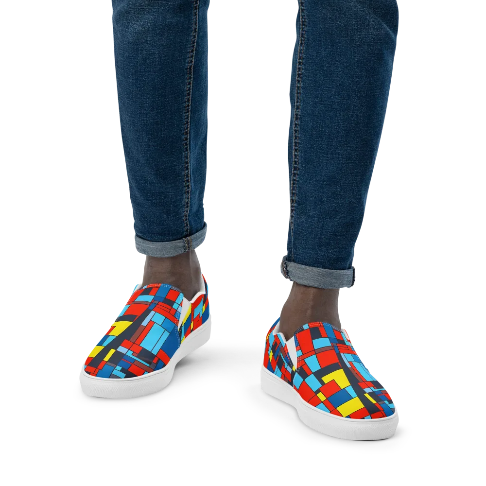 Electric Bauhaus on Men's Slip-On Canvas Shoes — Front