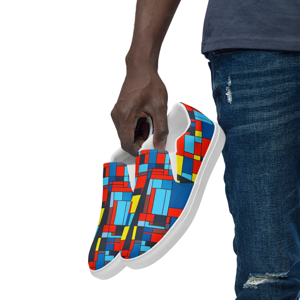 Electric Bauhaus on Men's Slip-On Canvas Shoes — Left Front