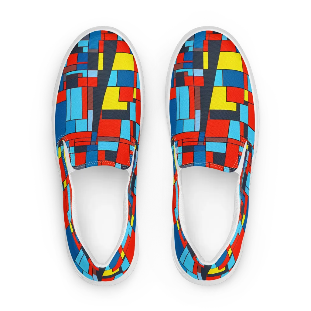 Electric Bauhaus on Women's Slip-On Canvas Shoes — Front