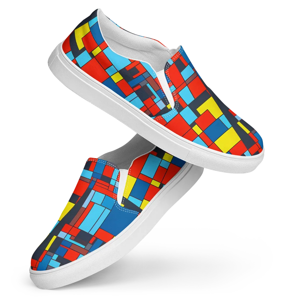 Electric Bauhaus on Women's Slip-On Canvas Shoes — Front