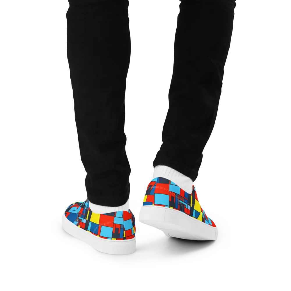 Electric Bauhaus on Men's Lace-Up Canvas Shoes — Back