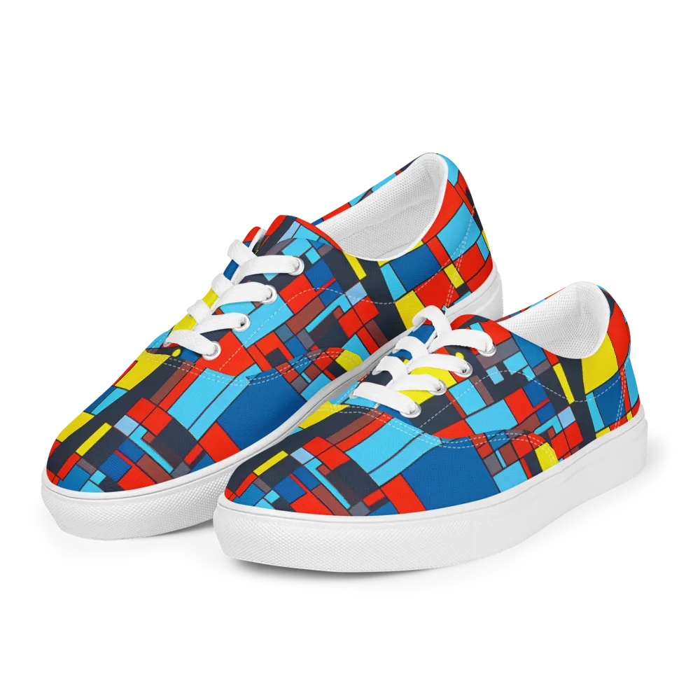 Electric Bauhaus on Men's Lace-Up Canvas Shoes — Left Front