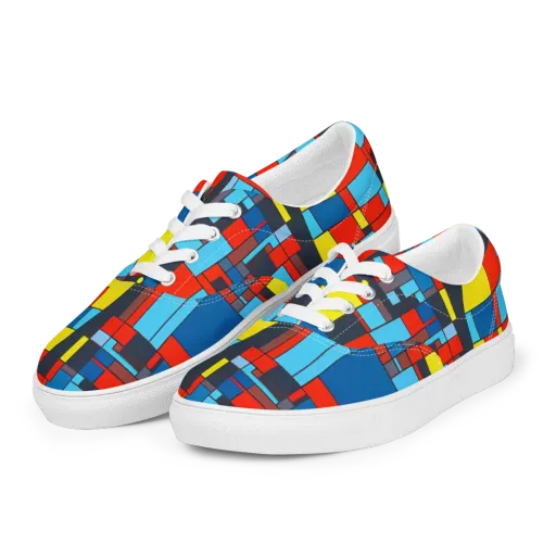 Electric Bauhaus on a Men's Lace-Up Canvas Shoes