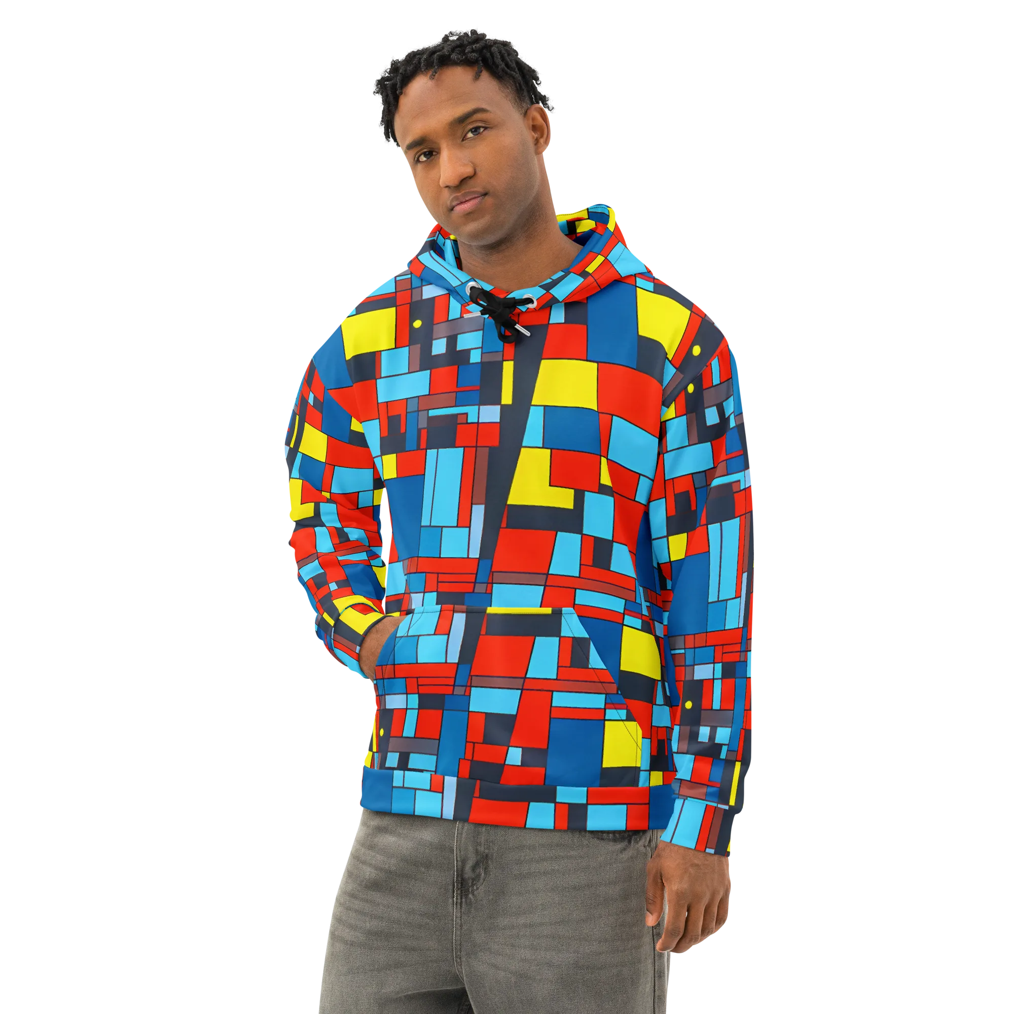 Electric Bauhaus on Cotton Hoodie — Left Front
