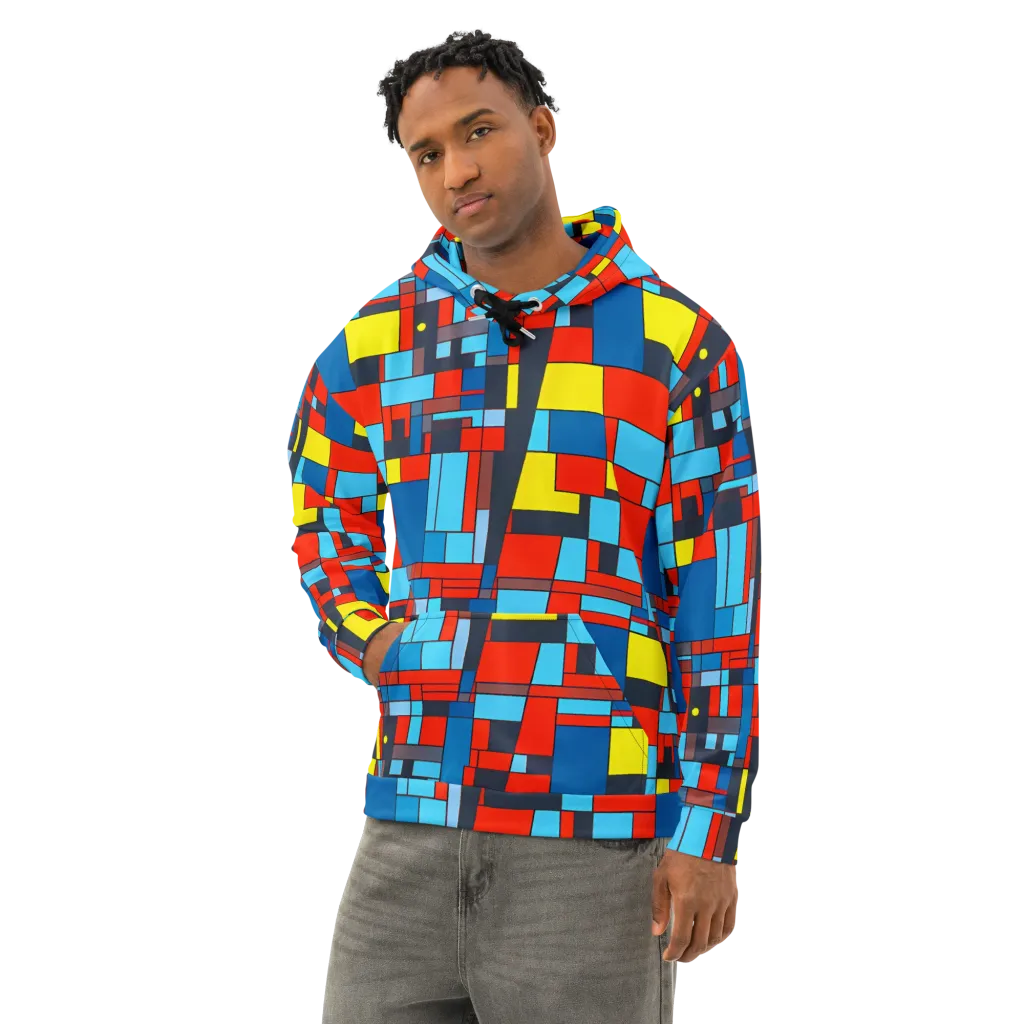 Electric Bauhaus on Cotton Hoodie — Left Front