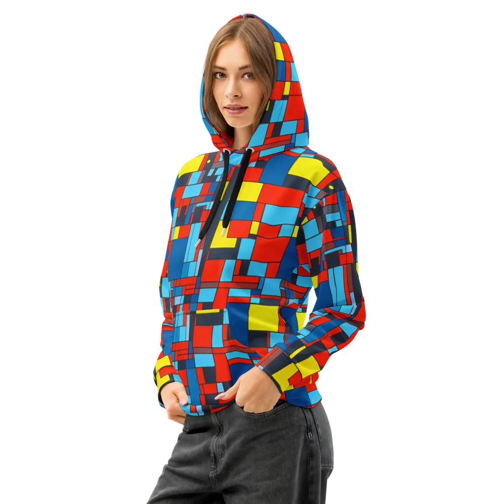Electric Bauhaus on Cotton Hoodie — Left Front