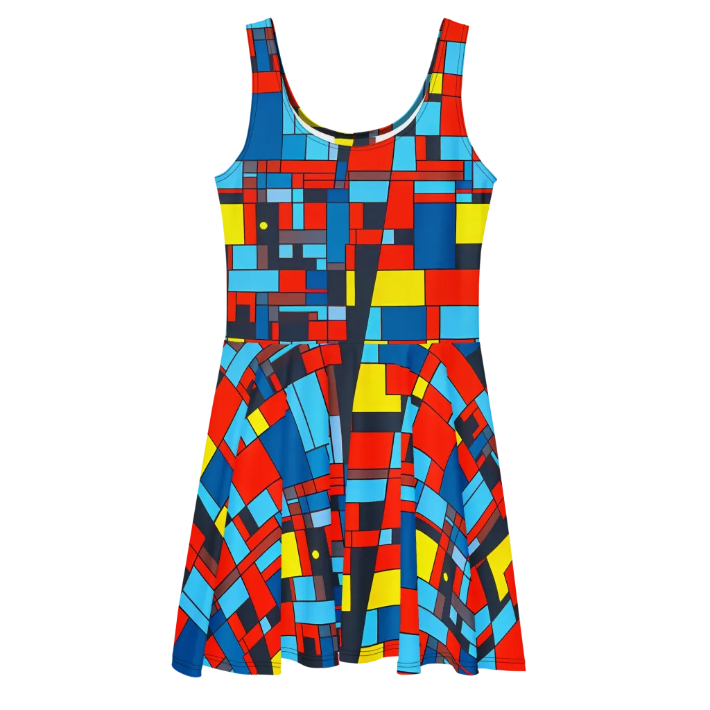 Electric Bauhaus on Skater Dress — Front