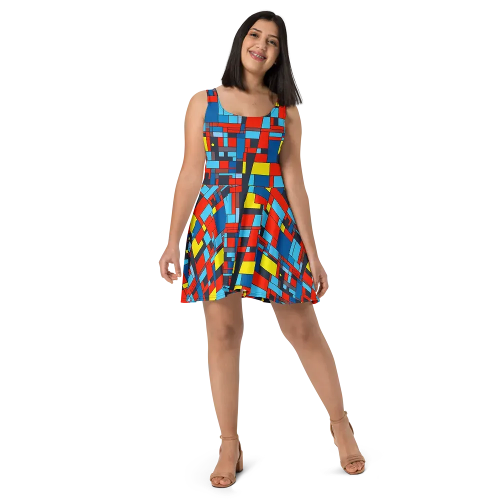 Electric Bauhaus on Skater Dress — Front