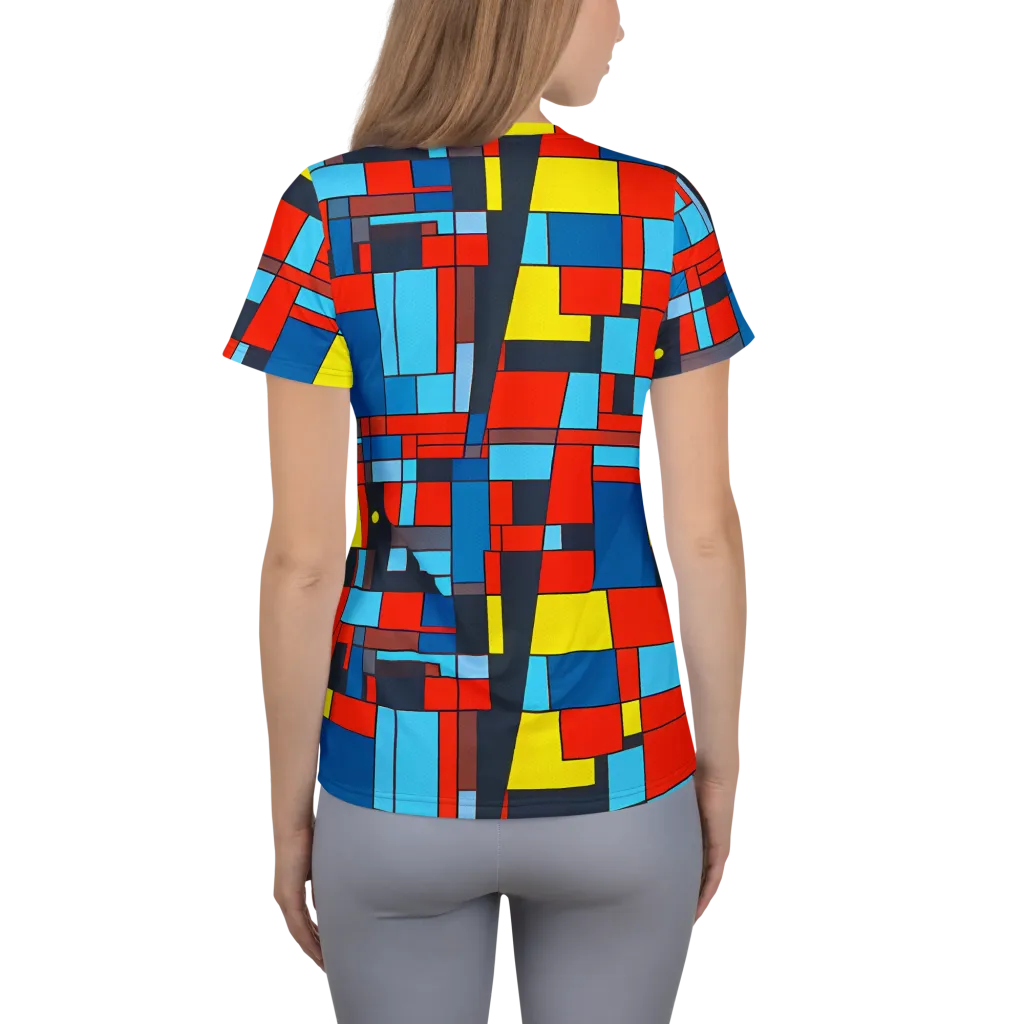Electric Bauhaus on Women's Athletic T-Shirt — Back