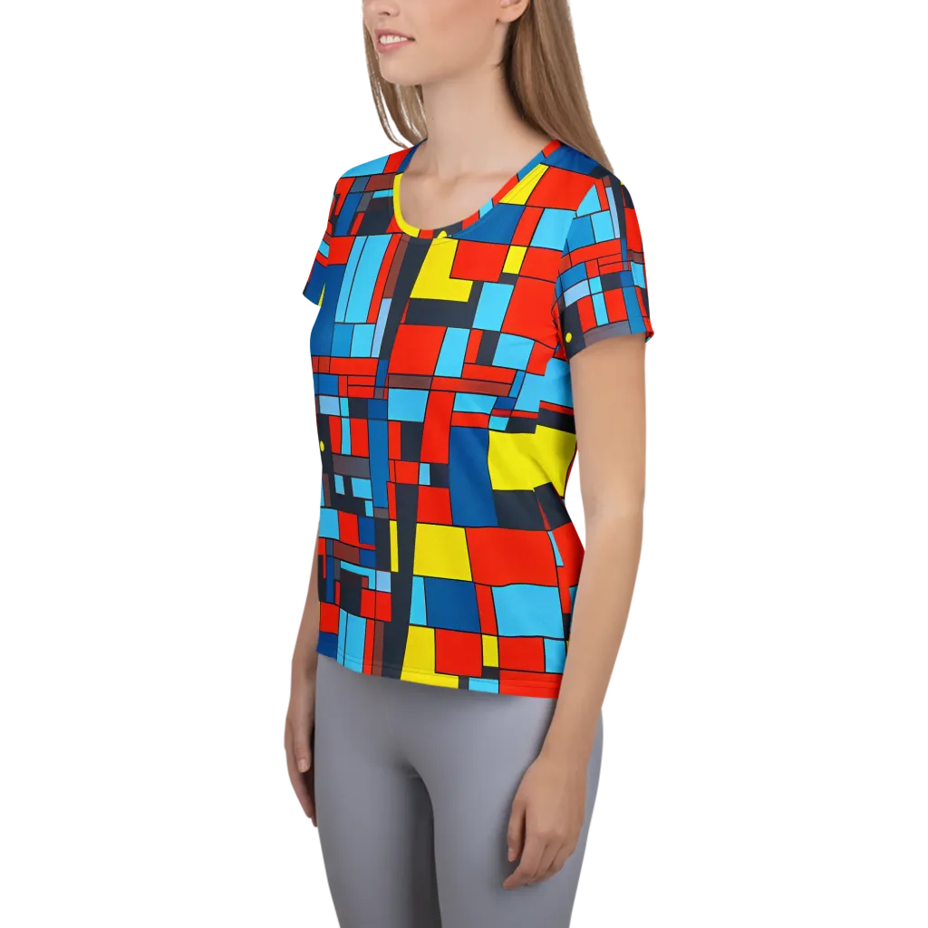 Electric Bauhaus on Women's Athletic T-Shirt — Left