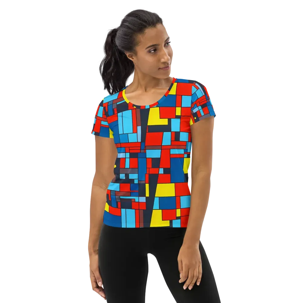 Electric Bauhaus on Women's Athletic T-Shirt — Front