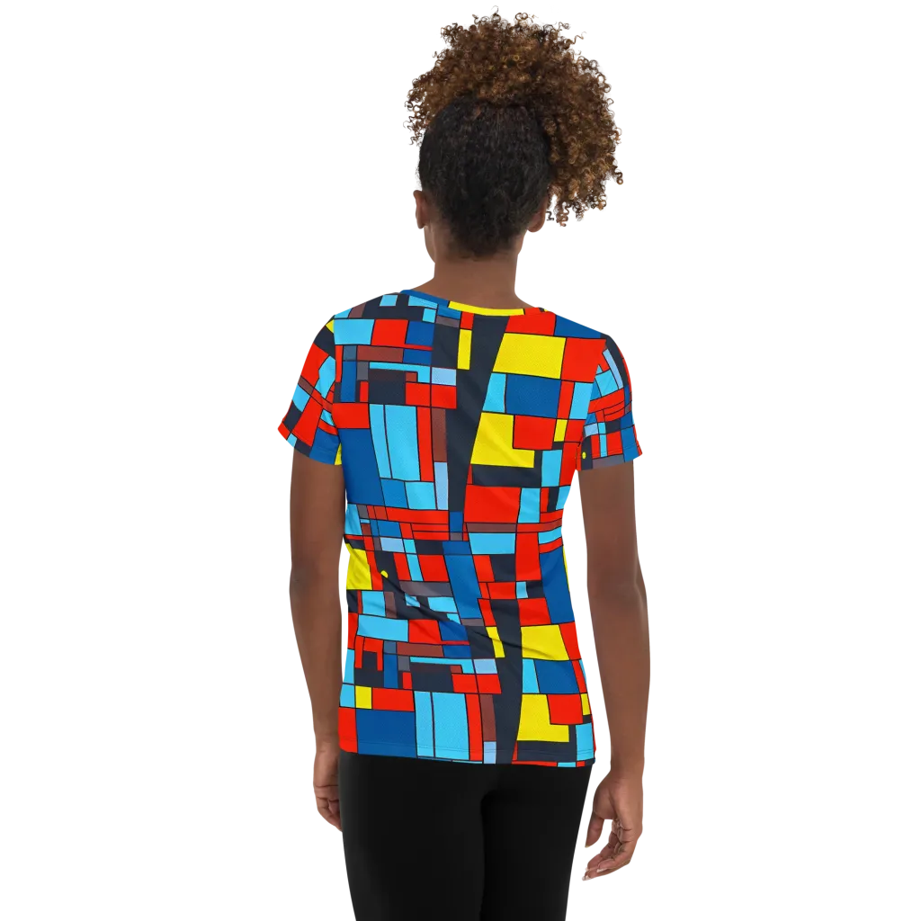 Electric Bauhaus on Women's Athletic T-Shirt — Back