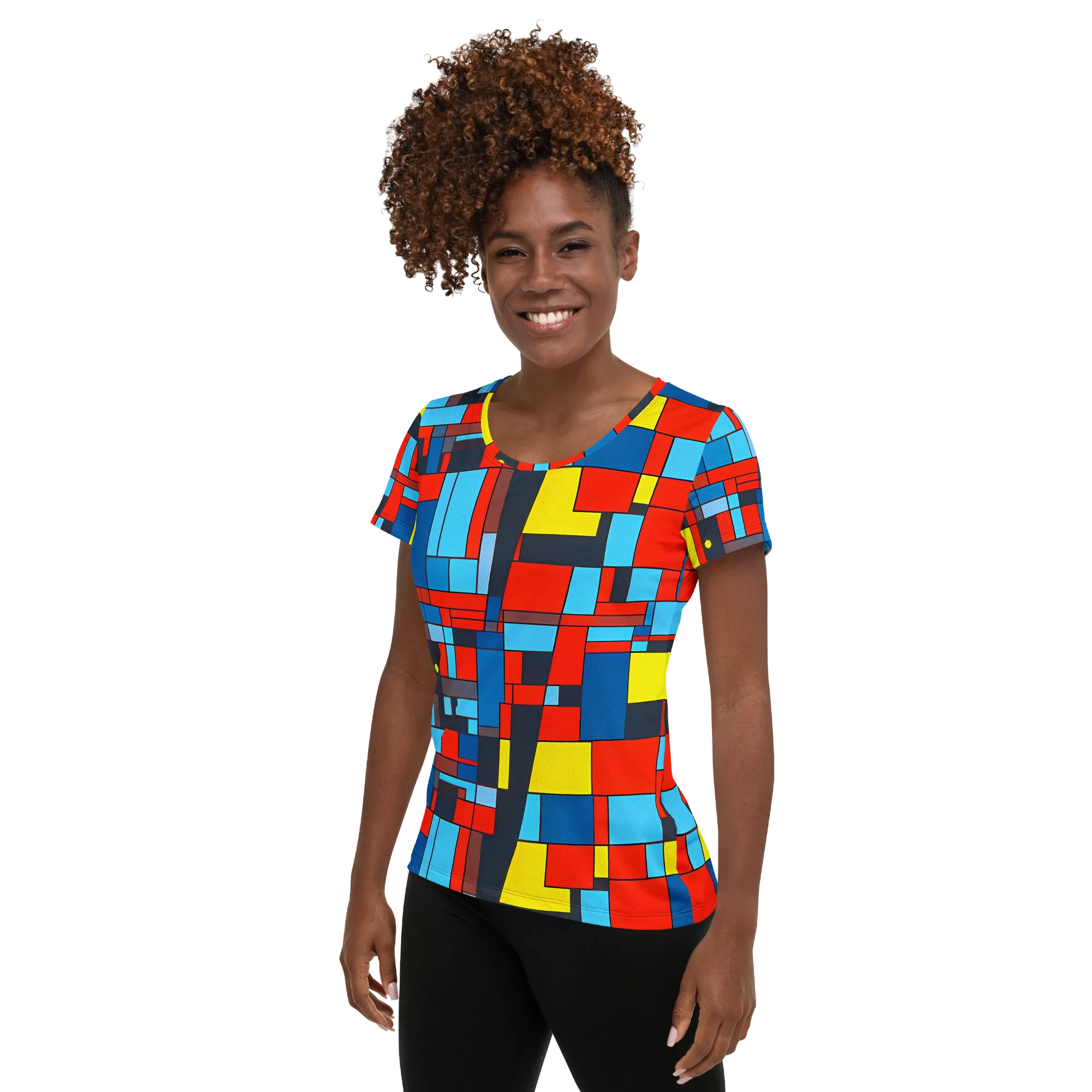 Electric Bauhaus on Women's Athletic T-Shirt — Left