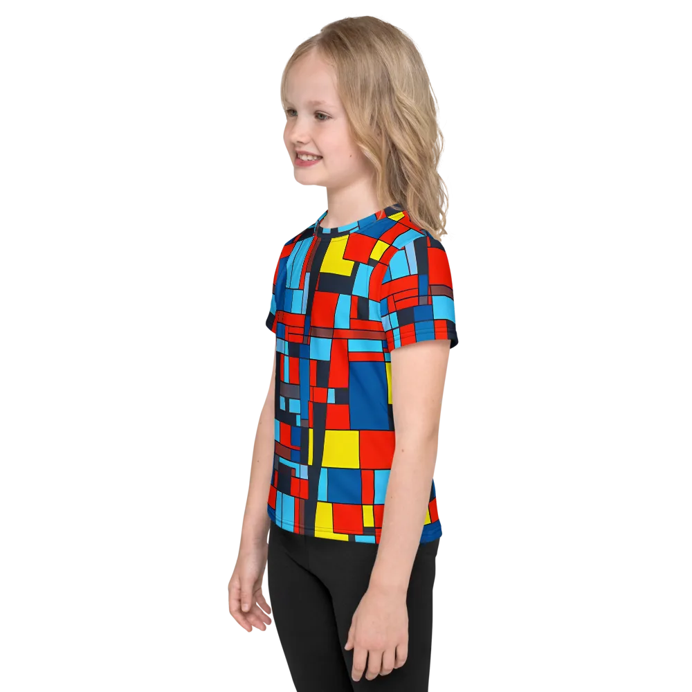 Electric Bauhaus on Kids Crew Neck T-Shirt — Left