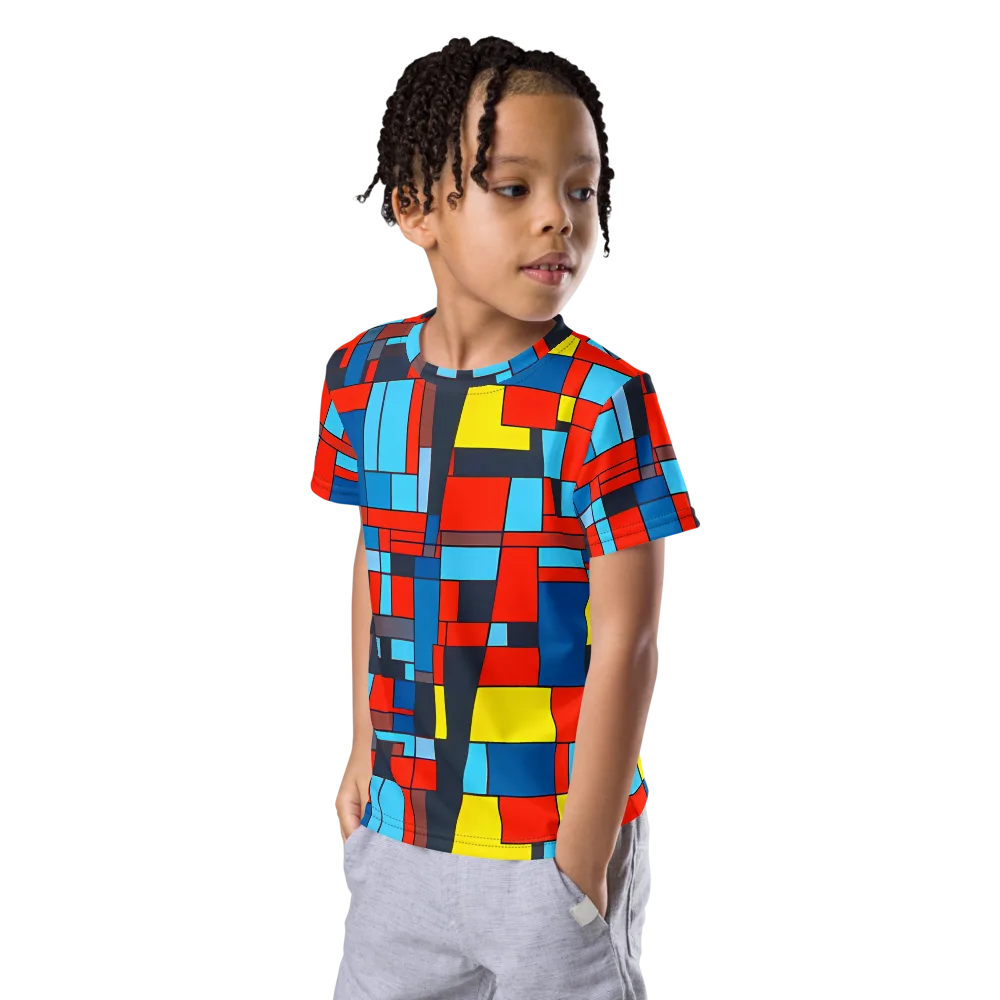 Electric Bauhaus on Kids Crew Neck T-Shirt — Left Front