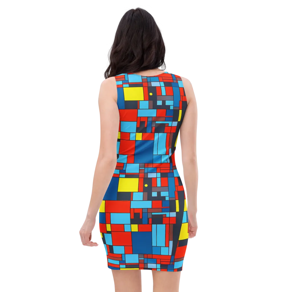 Electric Bauhaus on Bodycon Dress — Back