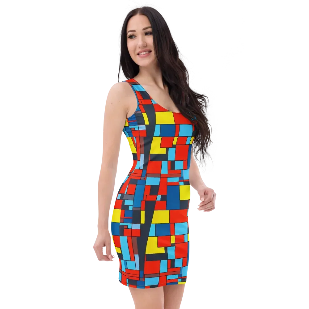 Electric Bauhaus on Bodycon Dress — Right Front