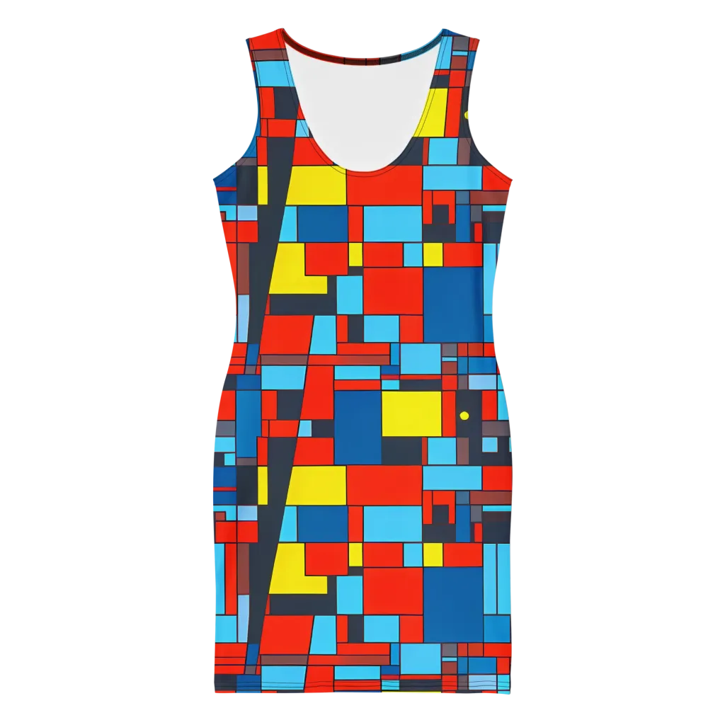 Electric Bauhaus on Bodycon Dress — Front