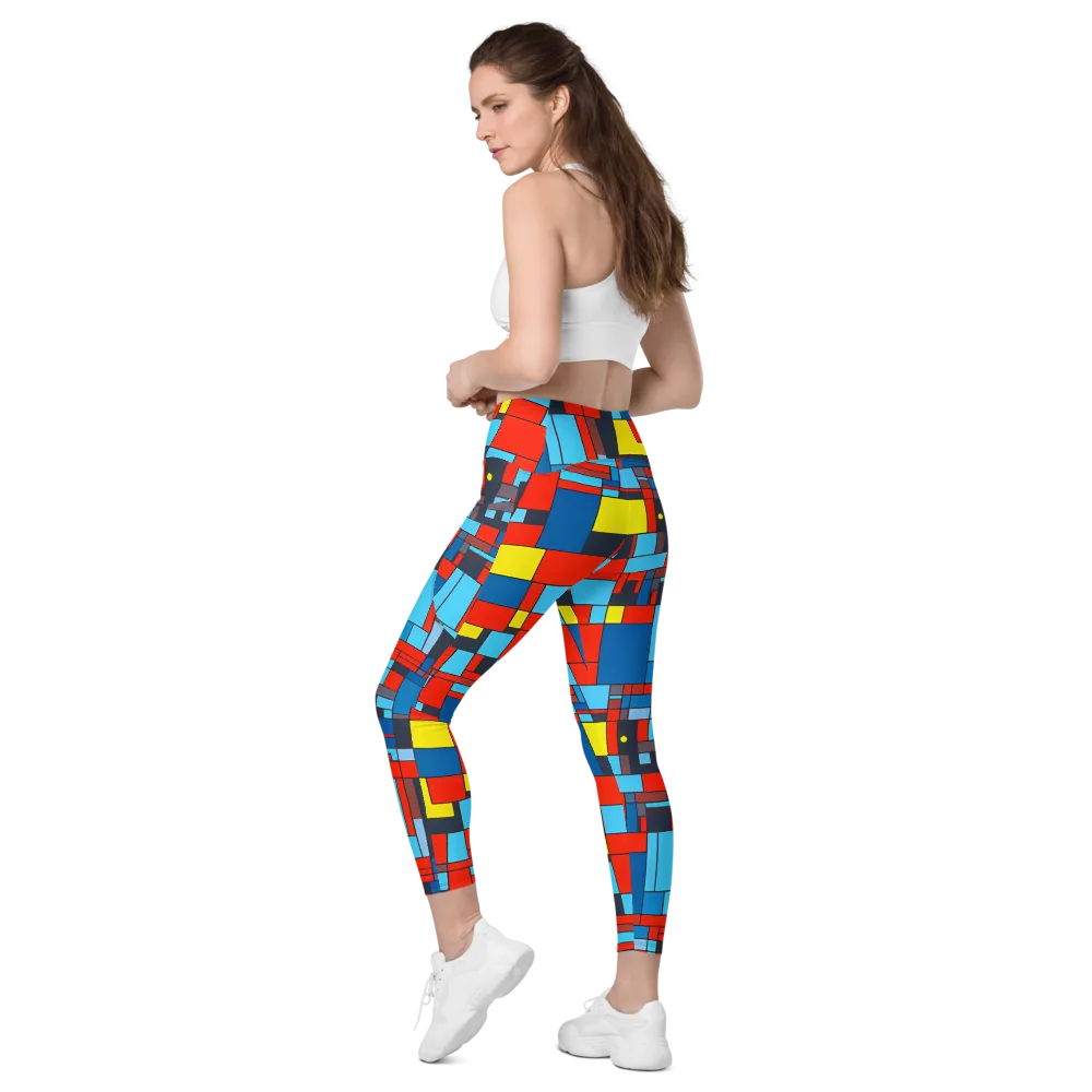 Electric Bauhaus on Leggings with Pockets — Left Back