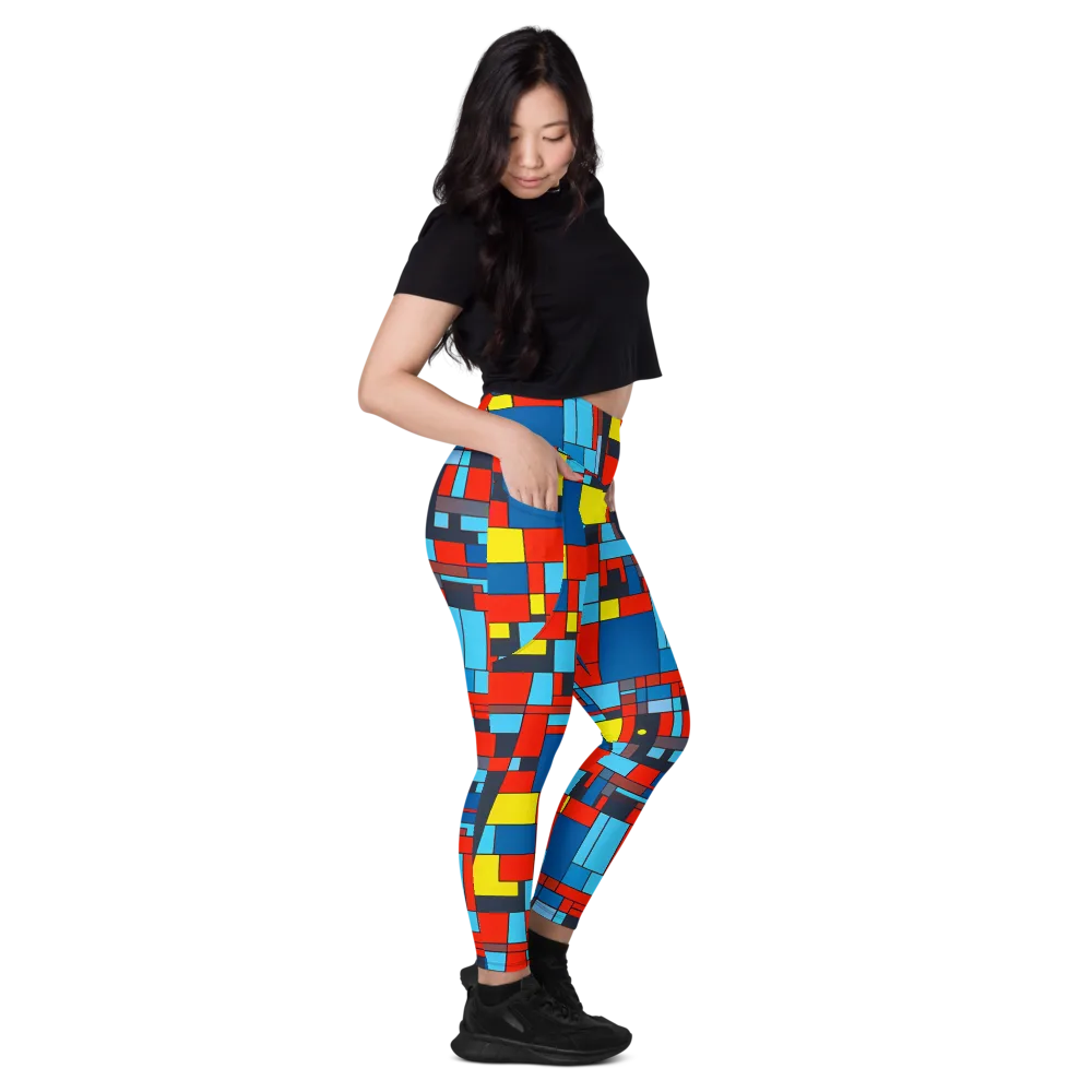 Electric Bauhaus on Leggings with Pockets — Right