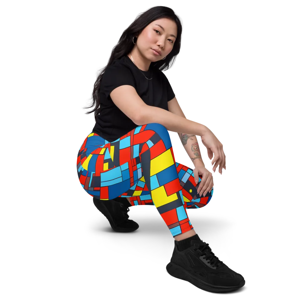 Electric Bauhaus on Leggings with Pockets — Right Front