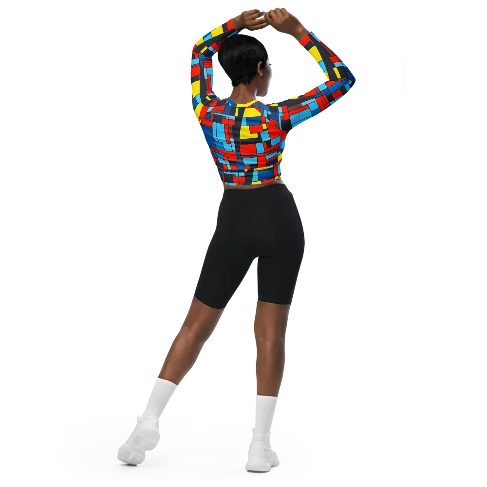 Electric Bauhaus on Long Sleeve Crop Top — Back