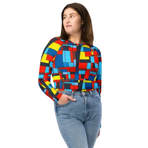 Electric Bauhaus on a Long Sleeve Crop Top