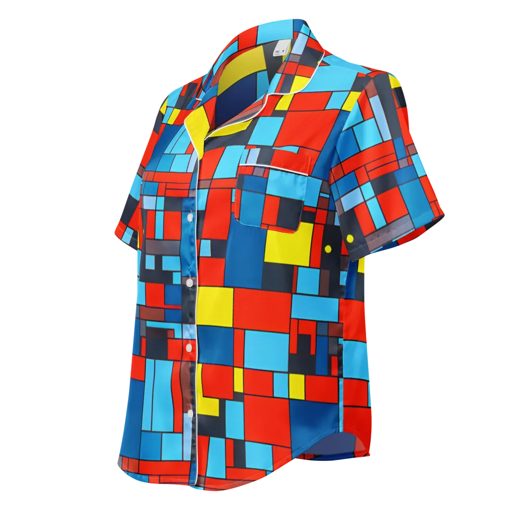 Electric Bauhaus on Women's Short Sleeve Pajama Top — Left Front