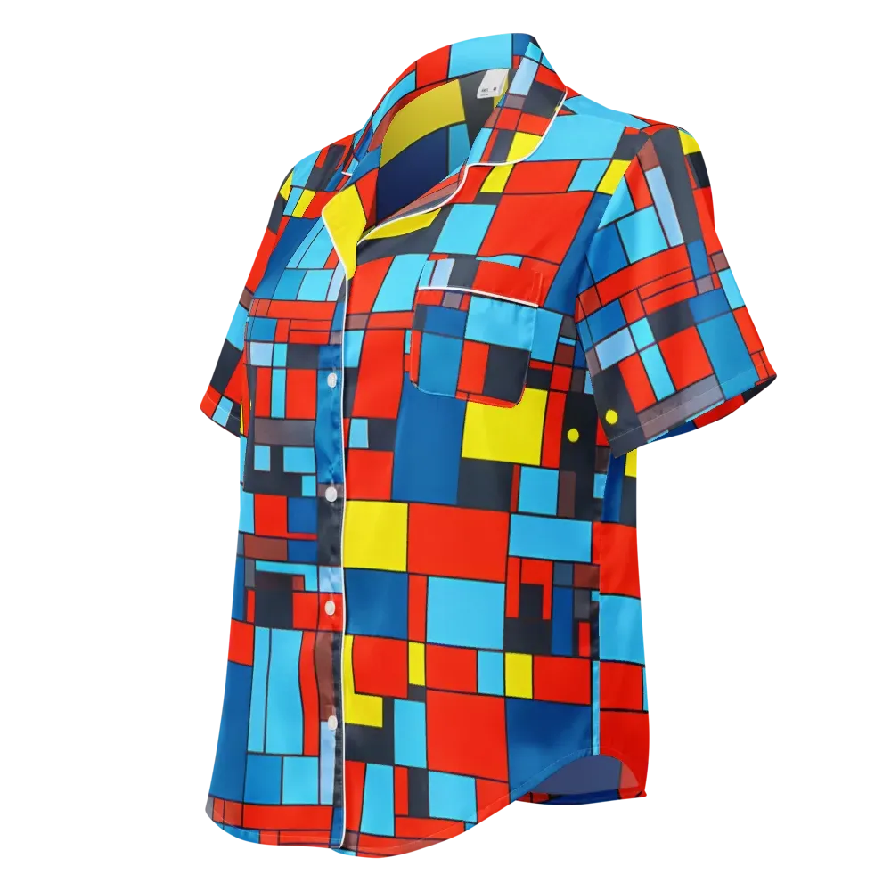 Electric Bauhaus on Women's Short Sleeve Pajama Top — Left Front