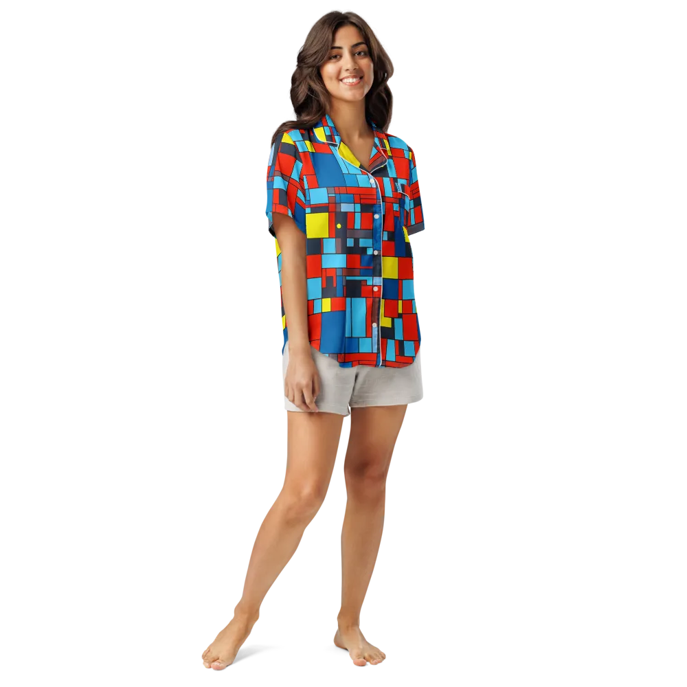 Electric Bauhaus on Women's Short Sleeve Pajama Top — Front