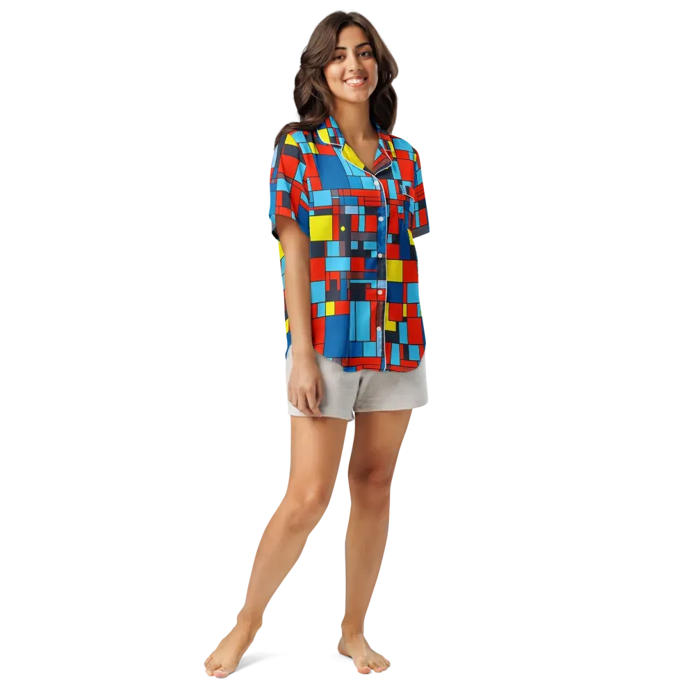 Electric Bauhaus on Women's Short Sleeve Pajama Top — Front