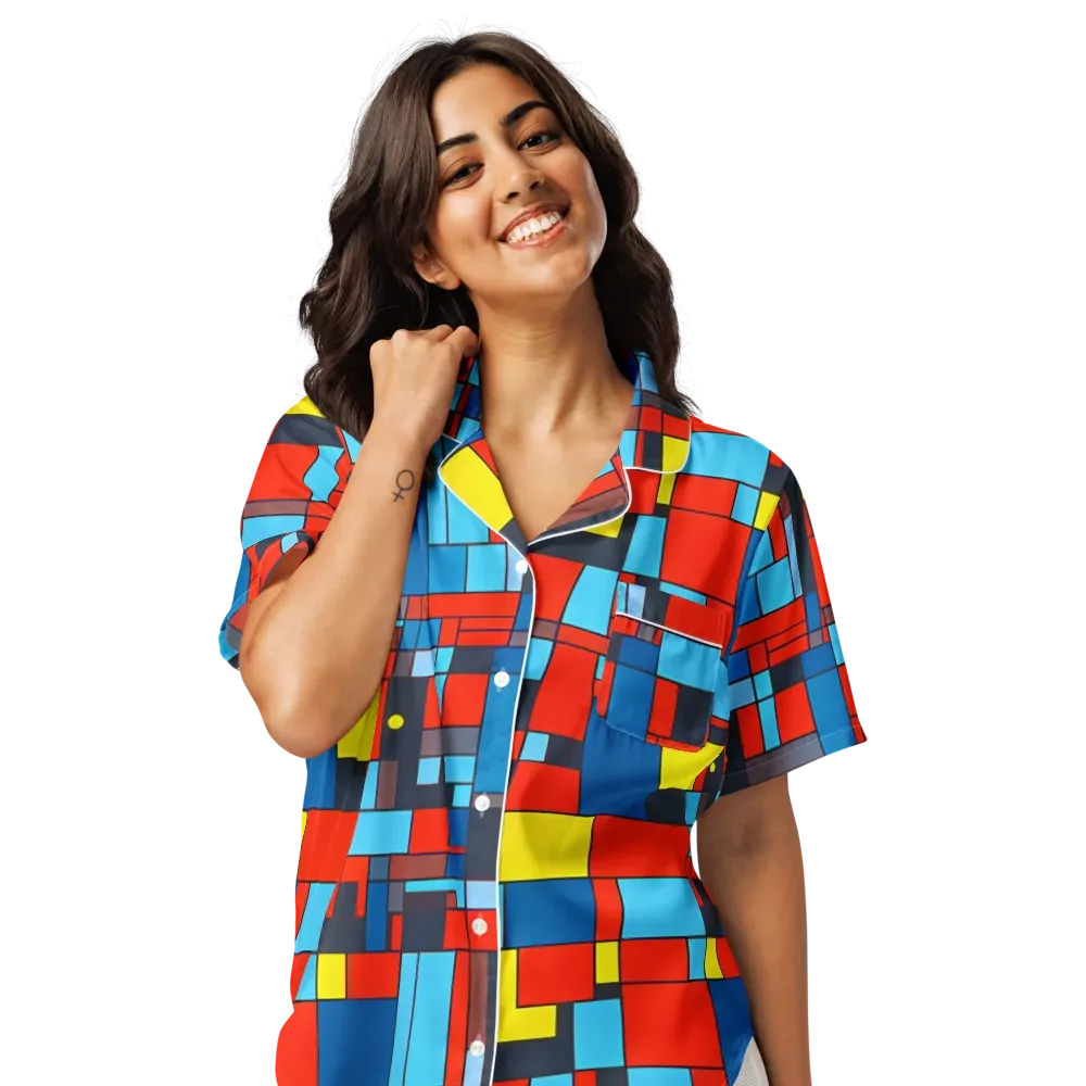Electric Bauhaus on Women's Short Sleeve Pajama Top — Front