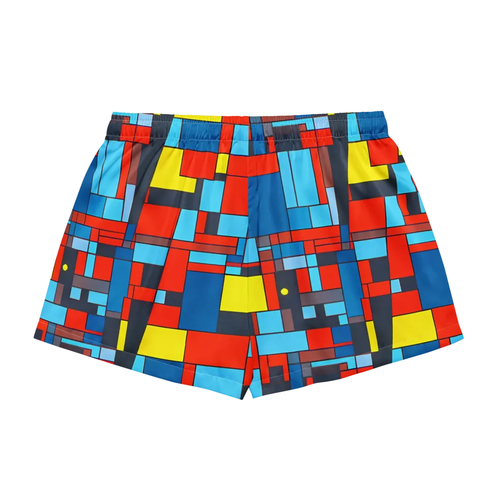 Electric Bauhaus on Women's Pajama Shorts — Back