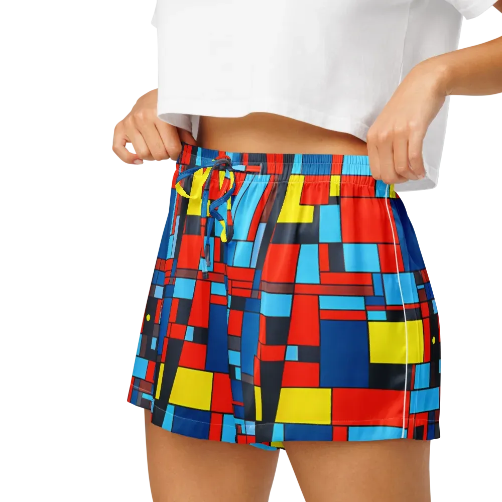 Electric Bauhaus on Women's Pajama Shorts — Left