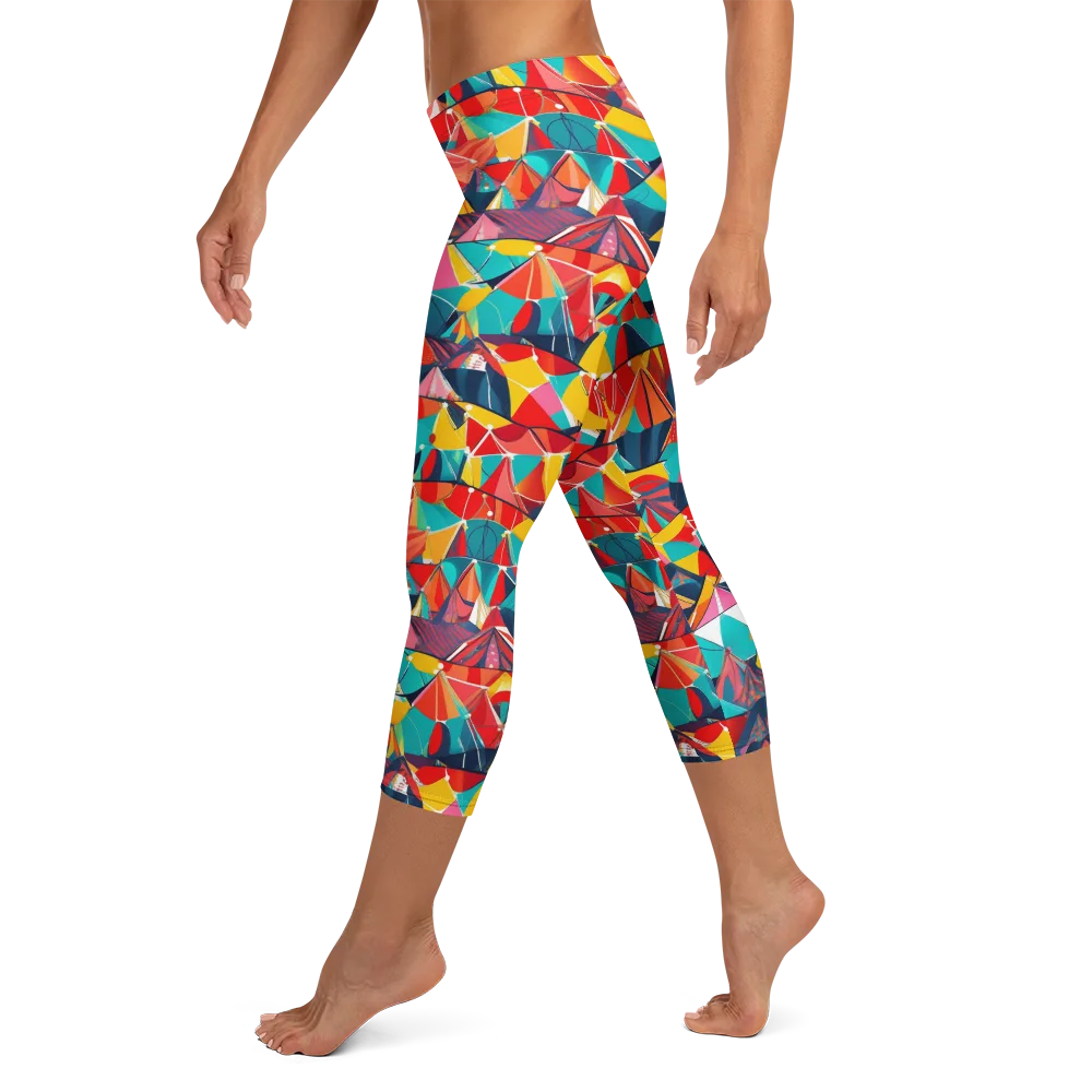 Carnival Canopies on Capri Leggings — Left