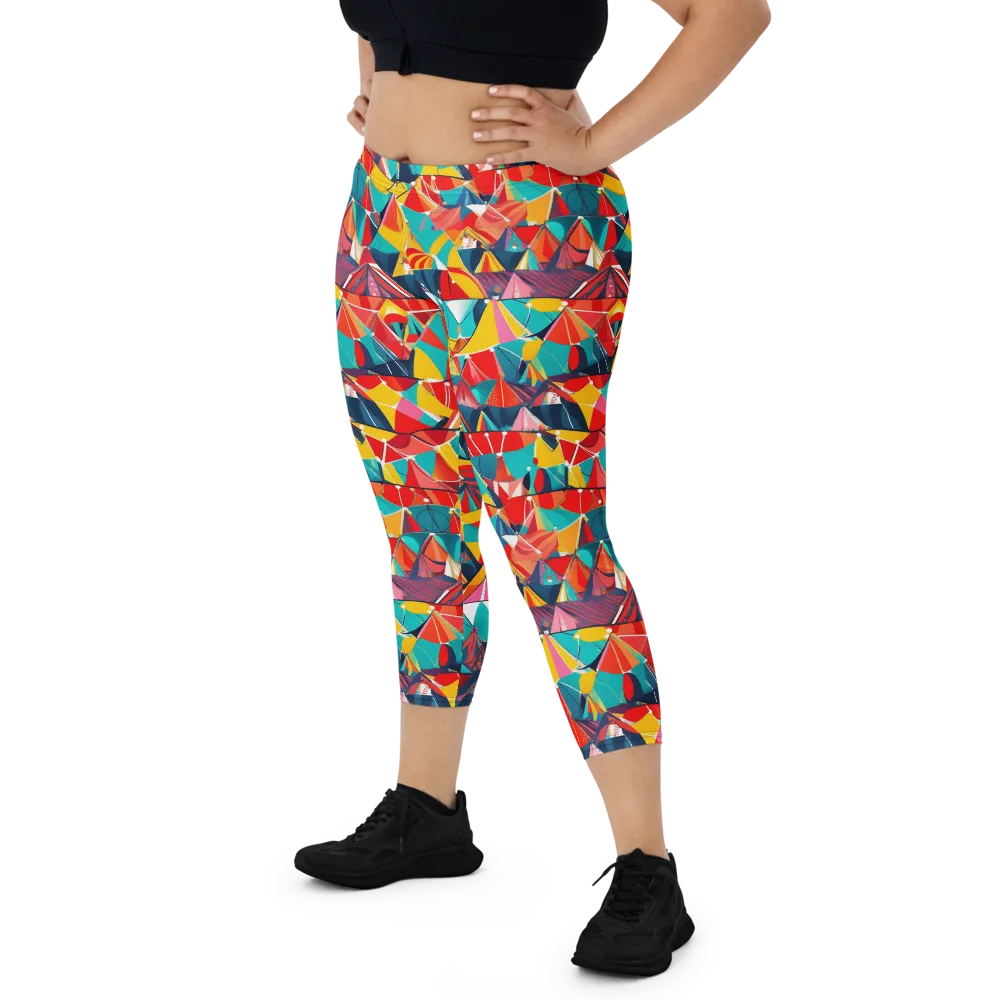 Carnival Canopies on Capri Leggings — Front