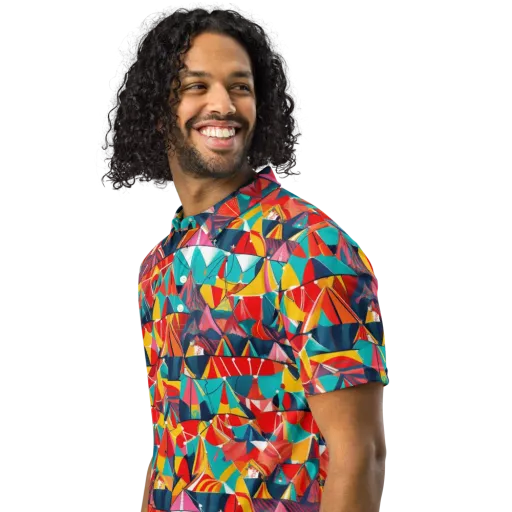 Carnival Canopies on a Men's Slim Fit Polo Shirt