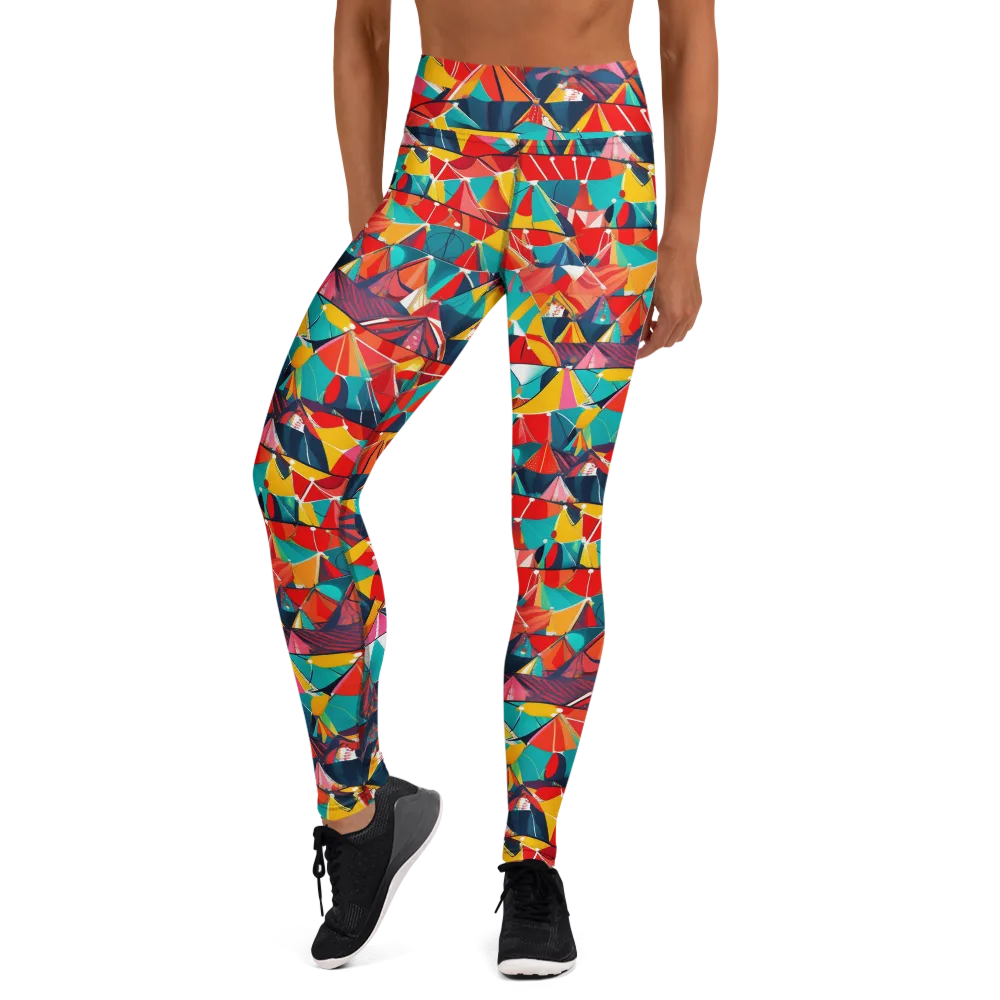 Carnival Canopies on Yoga Leggings — Front