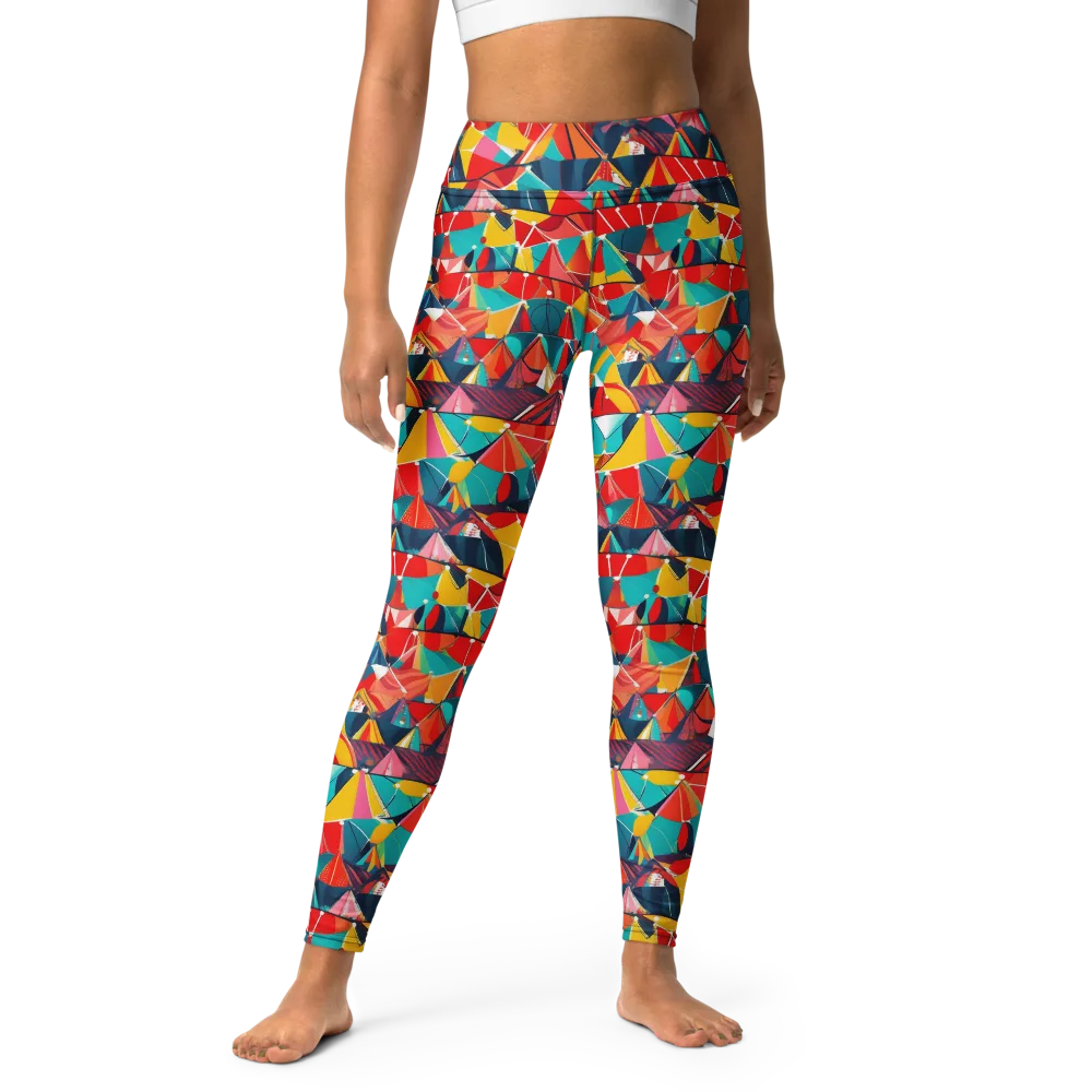 Carnival Canopies on Yoga Leggings — Front