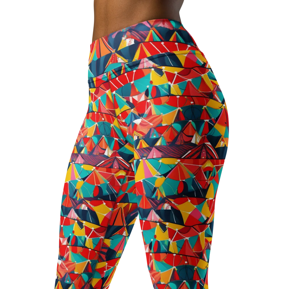 Carnival Canopies on Yoga Leggings — Left Front