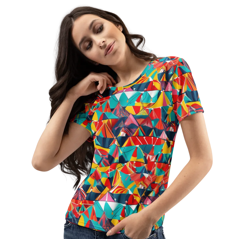 Carnival Canopies on Women's Crew Neck T-Shirt — Left Front
