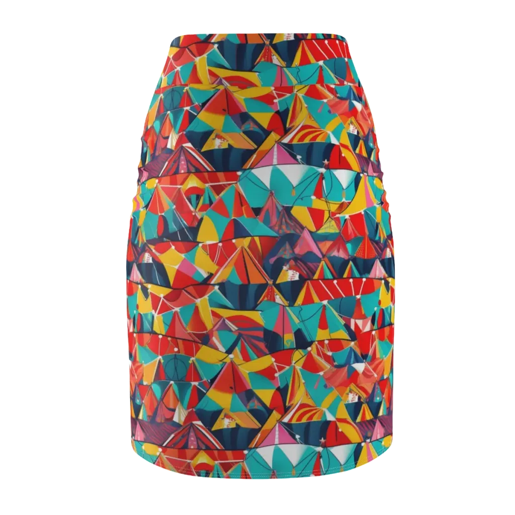 Carnival Canopies on Pencil Skirt — Back